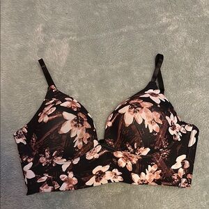 Danskin Black Bra with Pink Floral Print